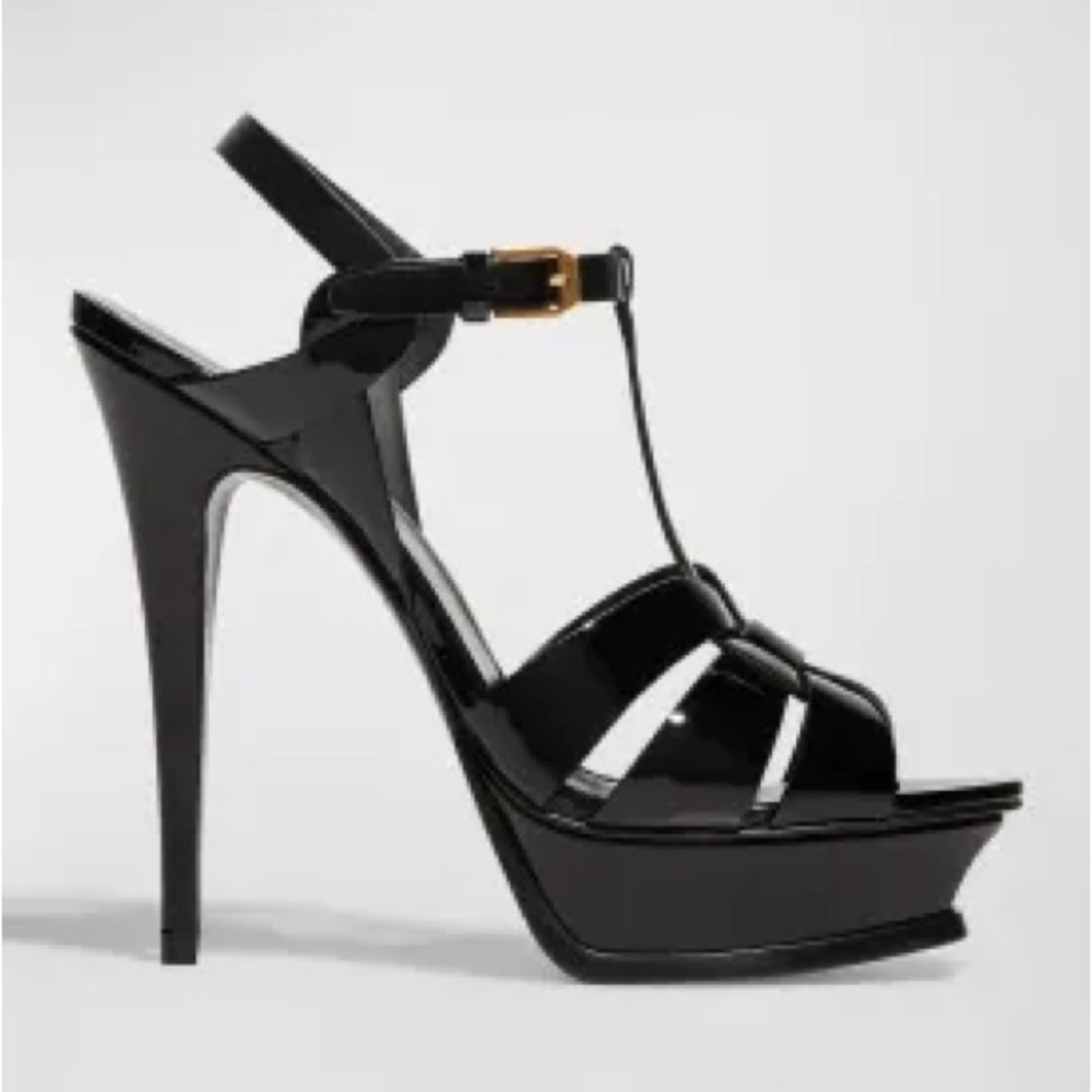 Yves Saint Laurent Black Tribute Sandal Heels 
